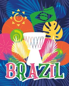 Colored tropical Brazil poster Vector Illustrazione stock