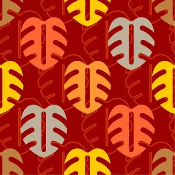 Colored tropical leaves pattern seamless. fabric modern texture. Stock-Illustration