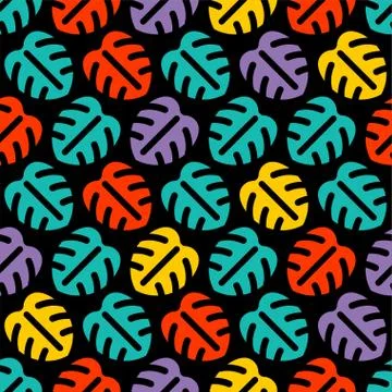 Colored tropical leaves pattern seamless. fabric modern texture. イラスト素材