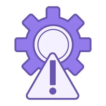 Colored Troubleshoot Icon. Vector Icon. Gear and Warning Sign. Technical Eq.. Stock Illustration