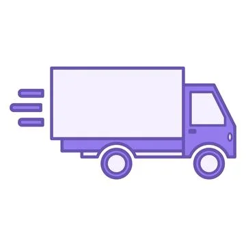 Colored Truck Icon. Vector Icon of Fast Traveling Cargo Van. Express delive.. Stock Illustration
