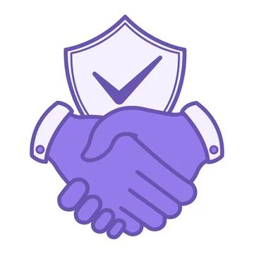 Colored Trust Icon. Vector Illustration. Handshake and Shield. Faith in Hon.. Stock Illustration