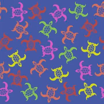 Colored Turtles Icon Seamless Pattern Illustrazione stock