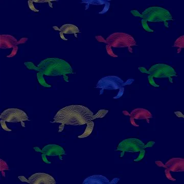 Colored Turtles Icon Seamless Pattern Stock Illustration