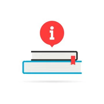 Colored tutorial book logo with red speech bubble Stock Illustration