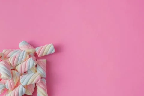 Colored tweested marshmallow Stock Photos