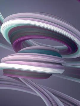 Colored twisted shape. 3D render abstract illustration Stock Illustration