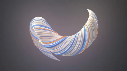 Colored twisted shape. Abstract geometric 3D render loop animation. 4K, UHD Stock Footage 132261269