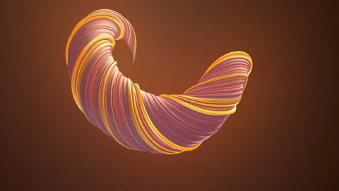 Colored twisted shape. Computer generated abstract 3D render loop animation. Stock Footage 113328196