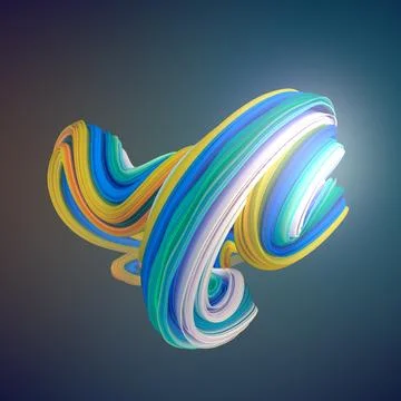 Colored twisted shape. Computer generated abstract geometric 3D render Illustrazione stock