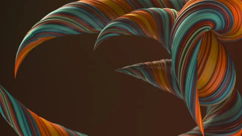 Colored twisted shapes. Abstract geometric 3D render loop animation. HD Stock Footage 119309967