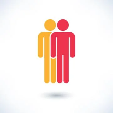 Colored two people man figure with gray shadow Stock-Illustration