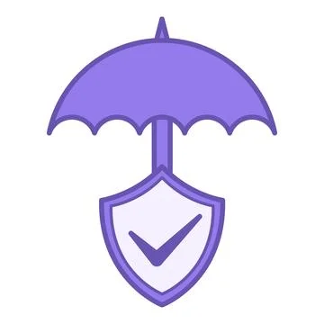 Colored Umbrella Icon. Vector Illustration. Umbrella over Shield. Informati.. Stock Illustration