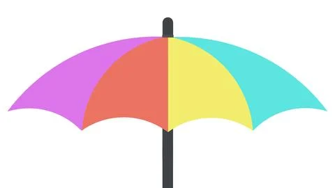 Colored umbrella on a white background. Simple illustration for children Stock Illustration