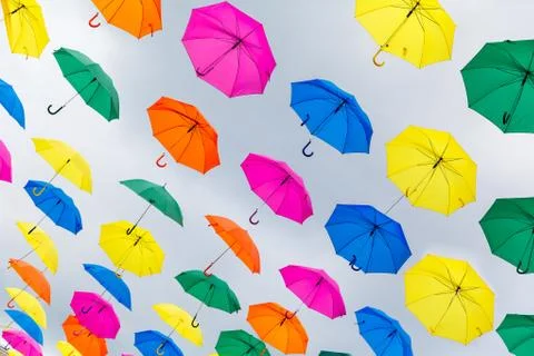 Colored umbrellas Stock Photos