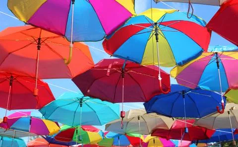Colored umbrellas Stock Photos