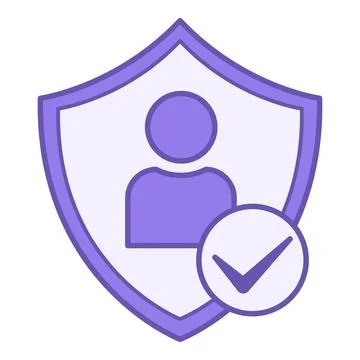 Colored User Protection Icon. Vector Illustration. Shield and Man. Informat.. Stock Illustration