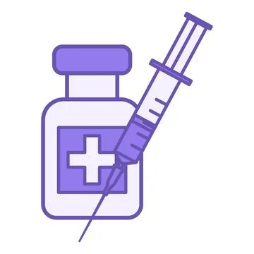 Colored Vaccination Icon. Vector Icon. Vaccine Vial and Syringe. Vaccine In.. Stock Illustration
