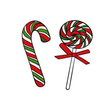 Colored vector Christmas sweets in shades of red and green Stock Illustration