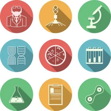 Colored vector icons for bacteriology Stock Illustration