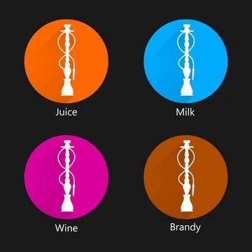 Colored vector icons for hookah Circle colored vector icons for hookah wit... Stock Photos