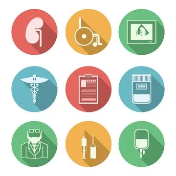 Colored vector icons for nephrology Colored circle icons vector collection... Stock Photos