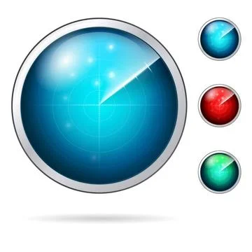 Colored vector icons for radar Set of radars with colored screen. Vector i... Foto stock
