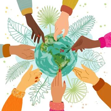 Colored vector illustration in flat style. Happy earth day concept with the Stock Illustration