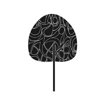 Colored vector illustration of a gray deciduous birch tree with pattern isolated 스톡 일러스트