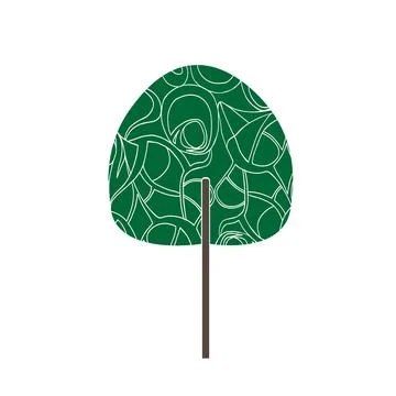 A Colored vector illustration of a green deciduous birch tree with pattern is Stock Illustration