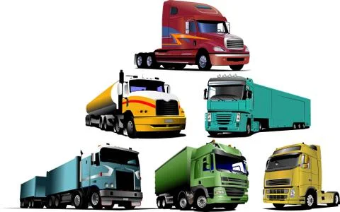 Colored Vector illustration of trucks. Help for designers Stock Illustration