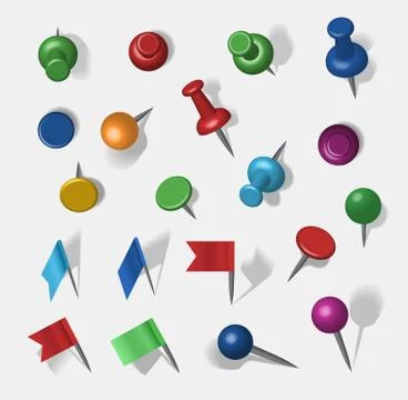 Colored vector pins Stock Illustration