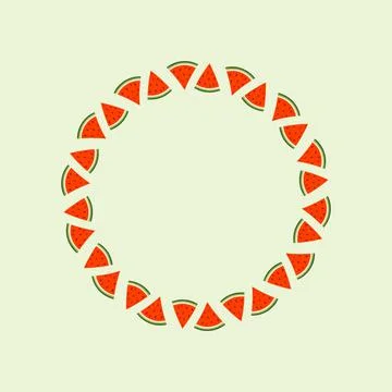 Colored Vector square frame with watermelon slices Stock Illustration