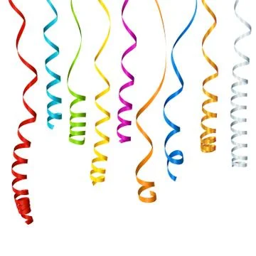 Colored Vector Streamers Set - Red, Blue, Green, Yellow Stock Illustration