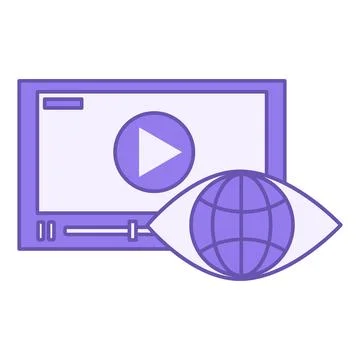 Colored Viewer Icon. Vector Icon. Video Player, Play Icon, and Human Eye. W.. Stock Illustration