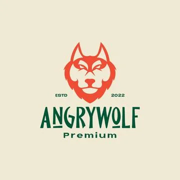 Colored vintage angry wolf head logo design vector graphic symbol icon illu.. Stock Illustration