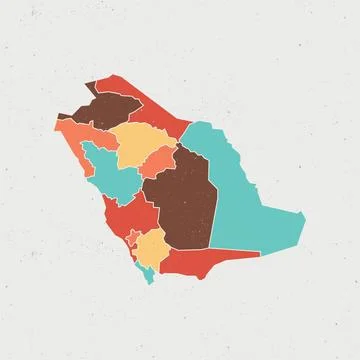 Colored vintage map of saudi arabia with borders Stock Illustration
