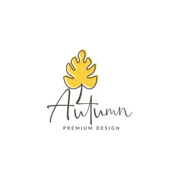 Colored vintage maple leaf autumn logo symbol icon vector graphic design il.. Illustrazione stock