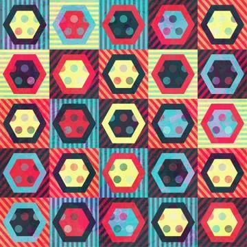 Colored vintage rhombus seamless pattern with grunge effect Stock Illustration