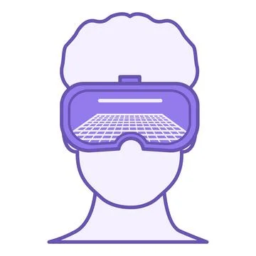 Colored Virtual Reality Icon. Vector Illustration of a Virtual Reality Head.. Stock Illustration