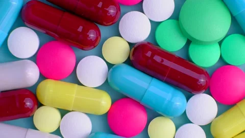 Colored vitamin rotate. Stock Footage 137860503
