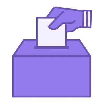 Colored Vote Icon. Vector Illustration. Person Casting a Ballot into a Ball.. Stock Illustration
