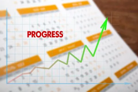 Colored wall calendar with diagram progress Illustrazione stock