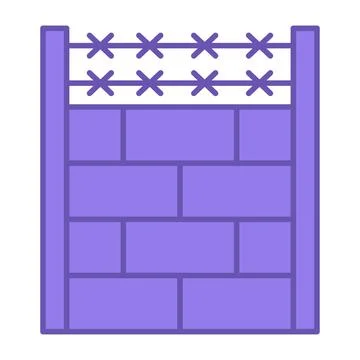Colored Wall Icon. Vector Illustration. Construction Along the State Border.. Stock Illustration
