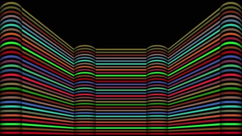 Colored wall made of lines. Dynamic multicolored animation of stripes to music 스톡 동영상 157302282