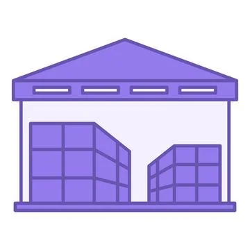 Colored Warehouse Icon. Vector Icon of Warehouse Building with Product. Saf.. Stock Illustration
