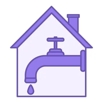 Colored Water Supply Icon. Vector Illustration. Water Drop from a Tap and a.. Stock Illustration