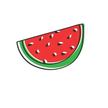 Colored watermelon slice in the Doodle style. Vector drawing for design and t Stock Illustration