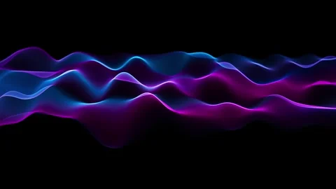 Colored waves animated background. Glowing blue and pink wave motion video .. Stock Footage 334235776