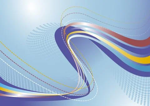 Colored waves on a blue background. Stock Illustration